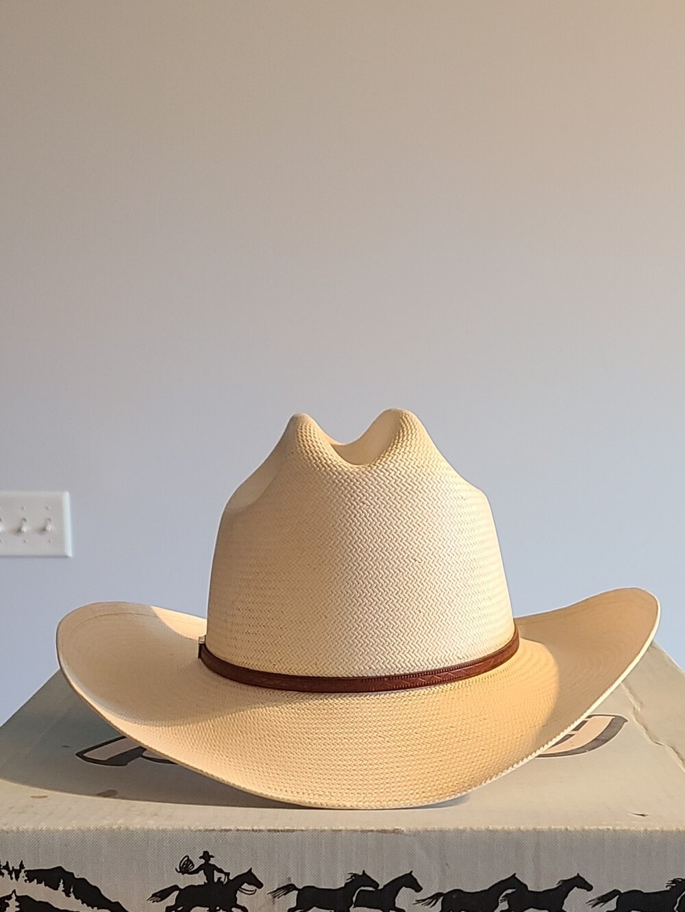 Stetson Natural Straw Cowboy Hat with Brown Band